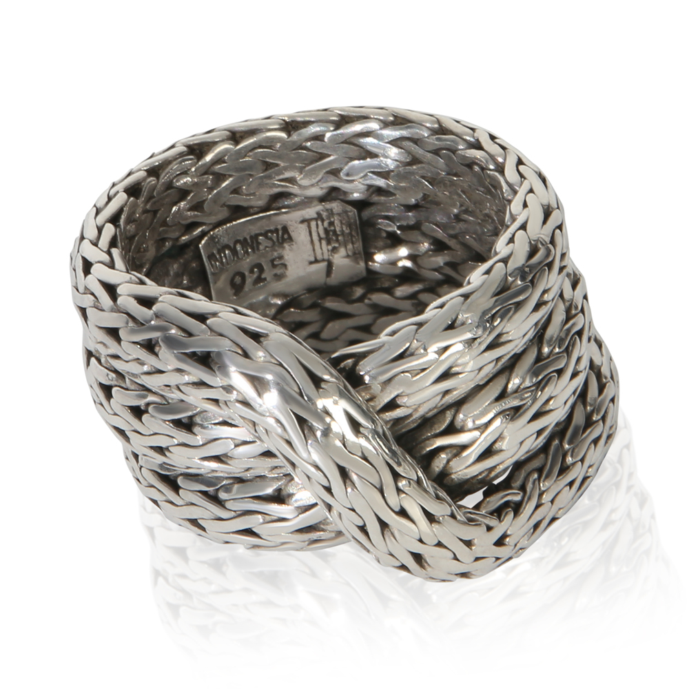 John Hardy Sterling Silver  Classic Chain Crossover Ring